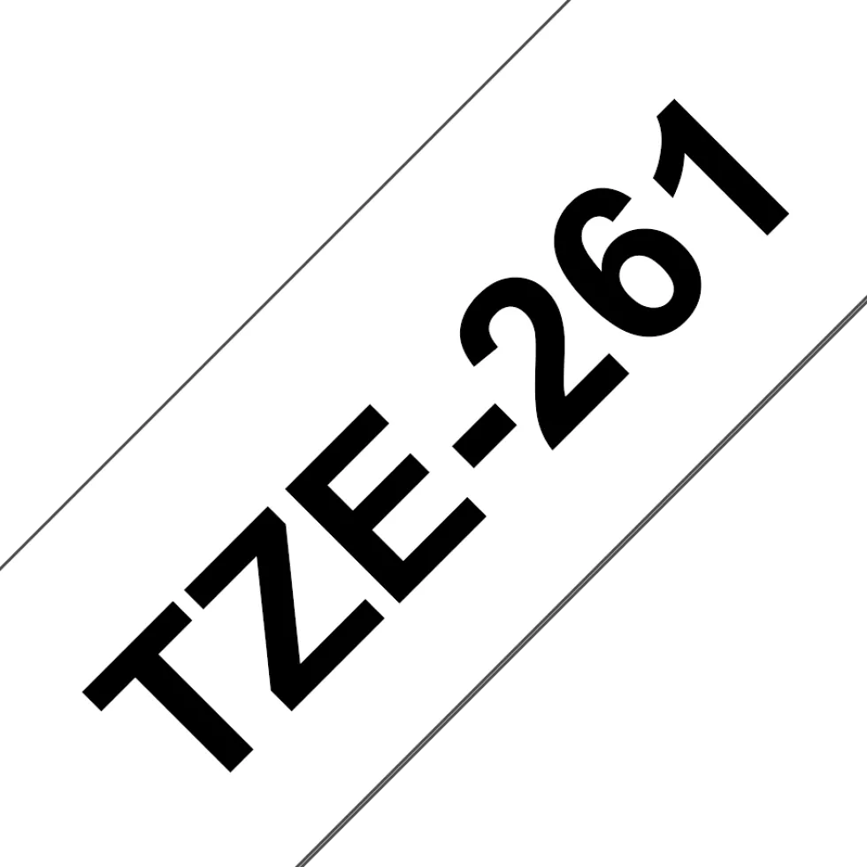 Märkband Brother TZe261, svart/vit, 36mm