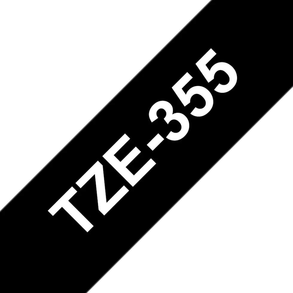 Märkband Brother TZe355, vit/svart, 24mm