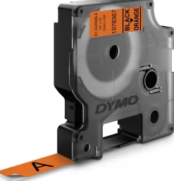 Märkband Dymo D1 Durable, svart/orange, 12mm