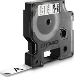 Märkband Dymo D1 Durable, svart/vit, 12mm