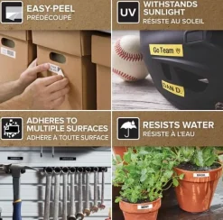 Märkband Dymo D1 Durable, svart/vit, 12mm