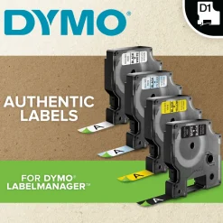 Märkband Dymo D1 Durable, vit/röd, 12mm