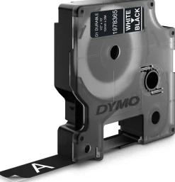 Märkband Dymo D1 Durable, vit/svart, 12mm