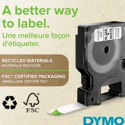 Märkband Dymo D1, plast, svart/vit, 6mm