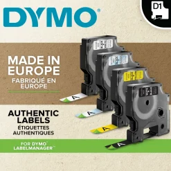 Märkband DYMO D1, svart på röd, 9mm