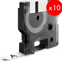 Märkband Dymo D1, svart/vit, 12mm, 10-pack