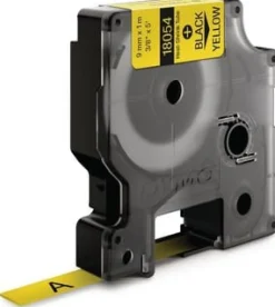 Märkband Dymo Rhino Krympslang, svart/gul, 9mm