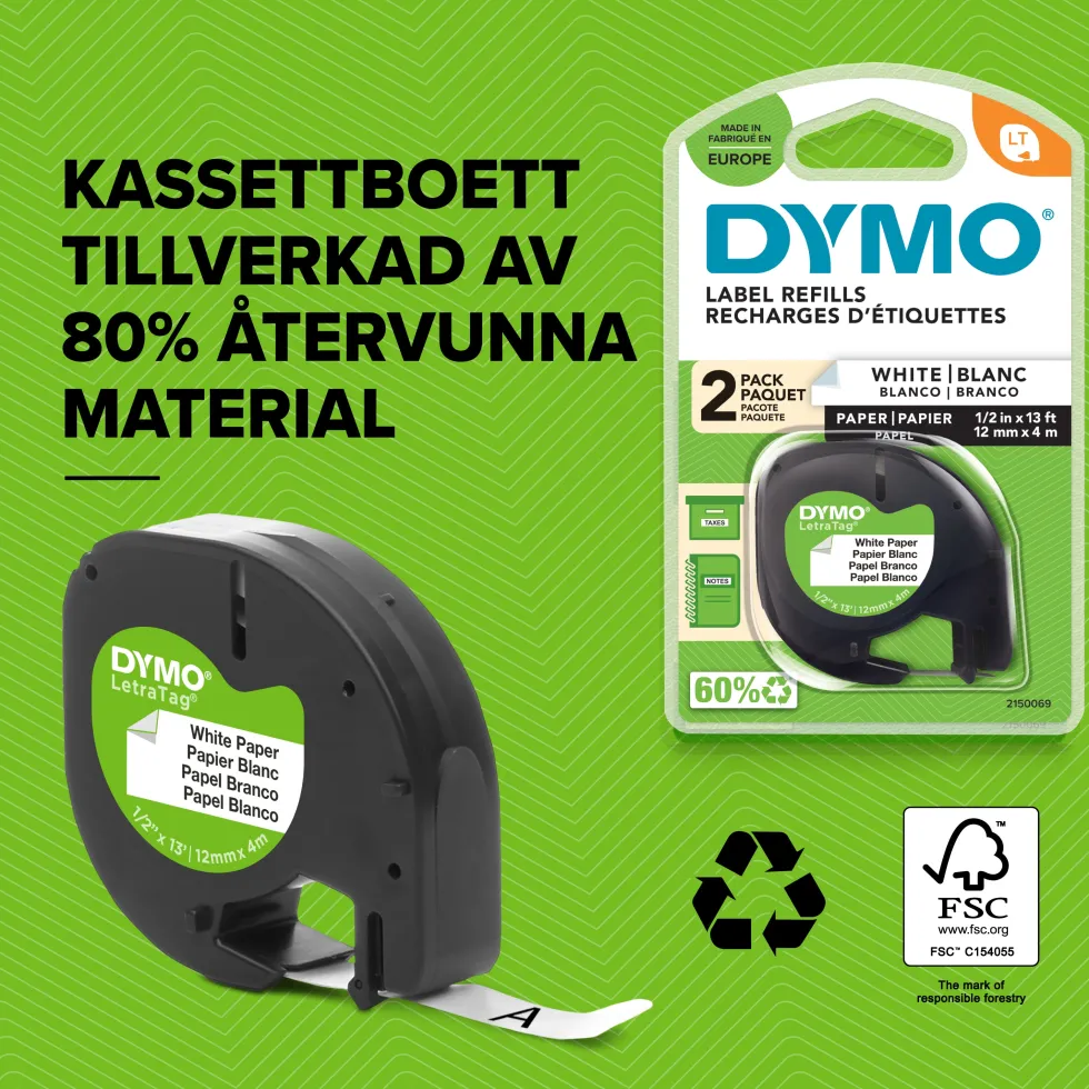 Märkmaskin Dymo LetraTag 100H, 12mm