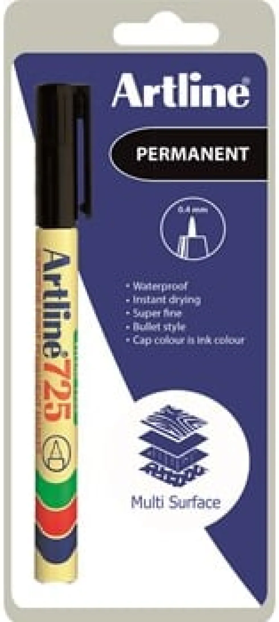 Märkpenna Artline 725 SF 0.4 Svart 1-blister