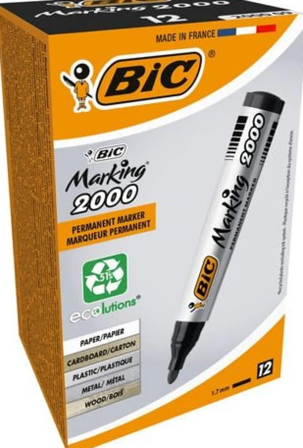 Märkpenna BIC 2000 Svart, permanent, konisk