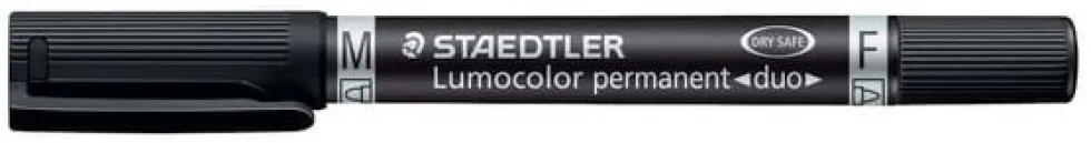 Märkpenna LUMOCOLOR DUO perm. F M svart