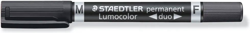 Märkpenna LUMOCOLOR DUO perm. F M svart