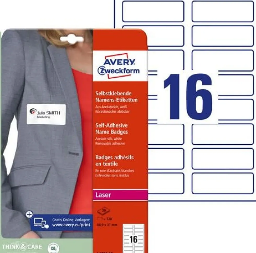Namnskylt AVERY 88,9x31mm 320/fp
