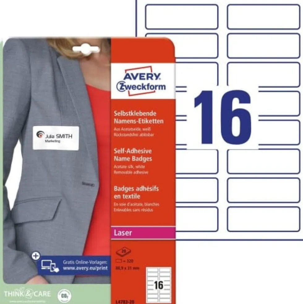 Namnskylt AVERY 88,9x31mm 320/fp