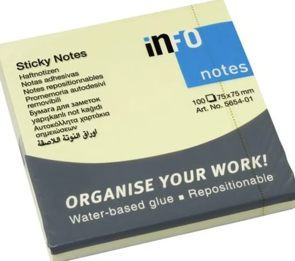 Notes INFO NOTES 75x75mm gul