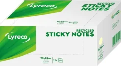 Notes LYRECO recycled 76x76mm gul 12/fp