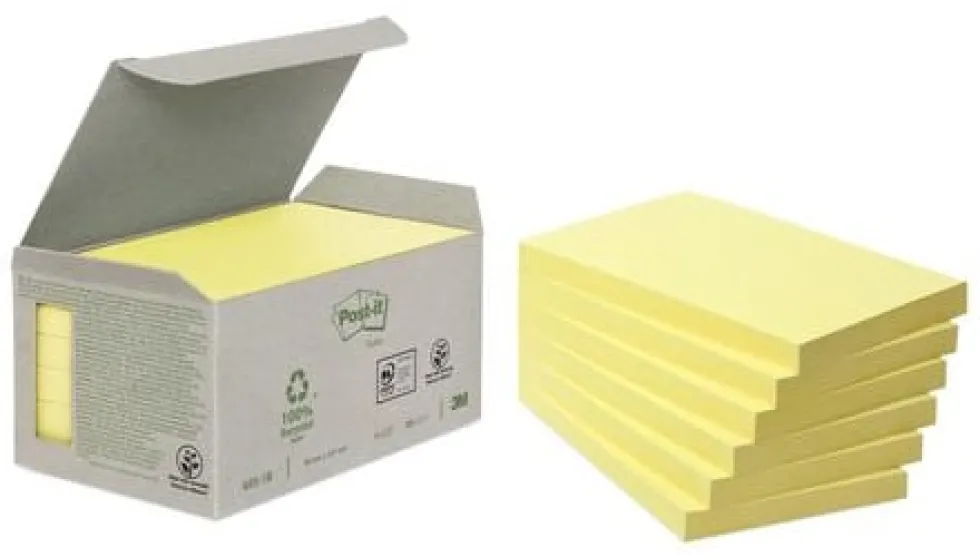 Notes POST-IT 100%recyc 127x76mmgul 6/fp
