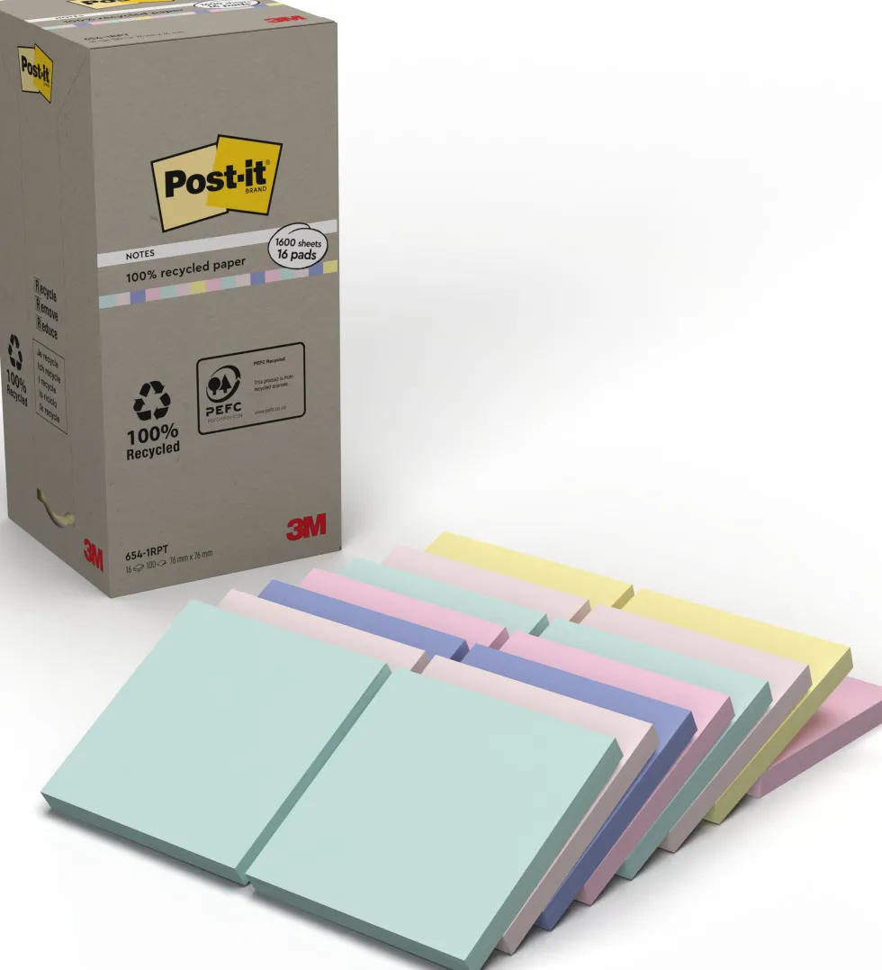 Notes POST-IT 100recy 76x76 sort.f 16/fp