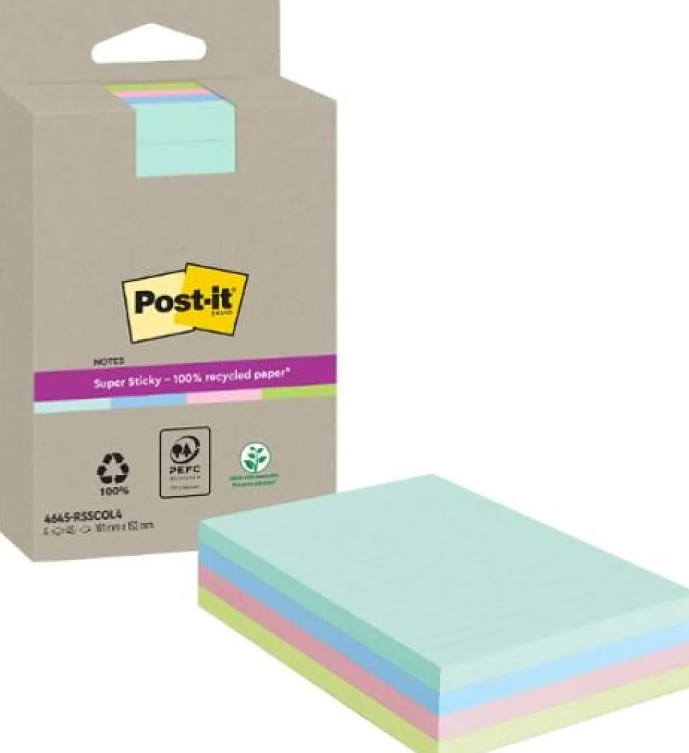Notes POST-IT SS rec 102x152mm sort 4/fp