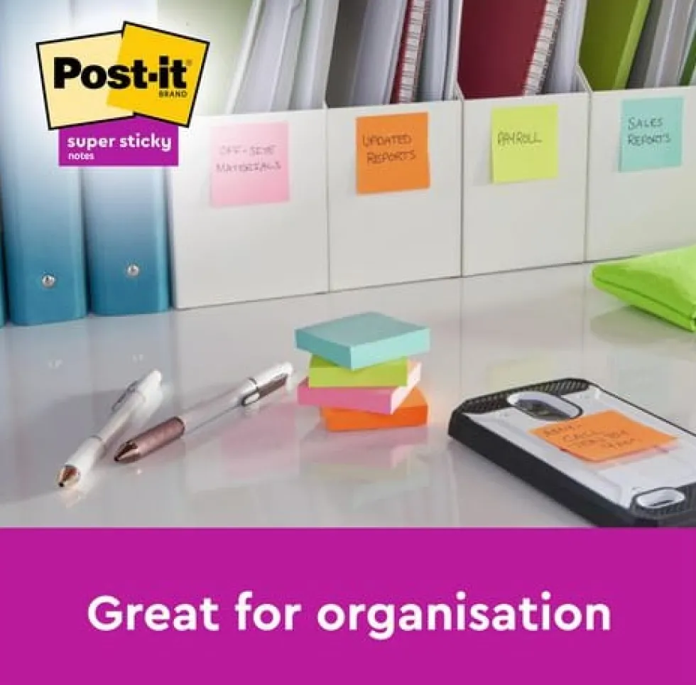 Notes POST-IT SS rec 102x152mm sort 4/fp