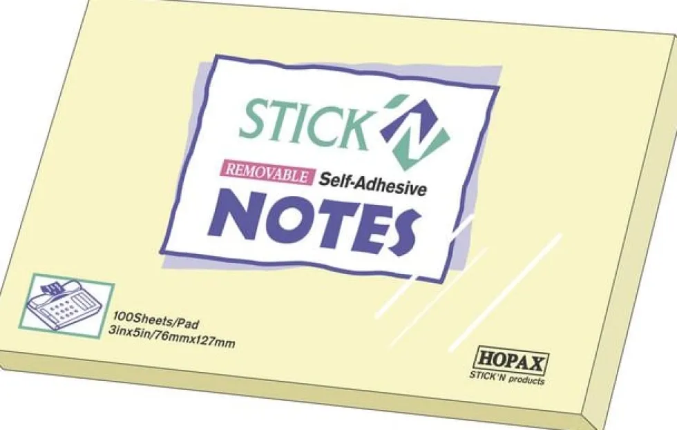 Notis Stick´n Notes Gul, 76x127mm, 12st