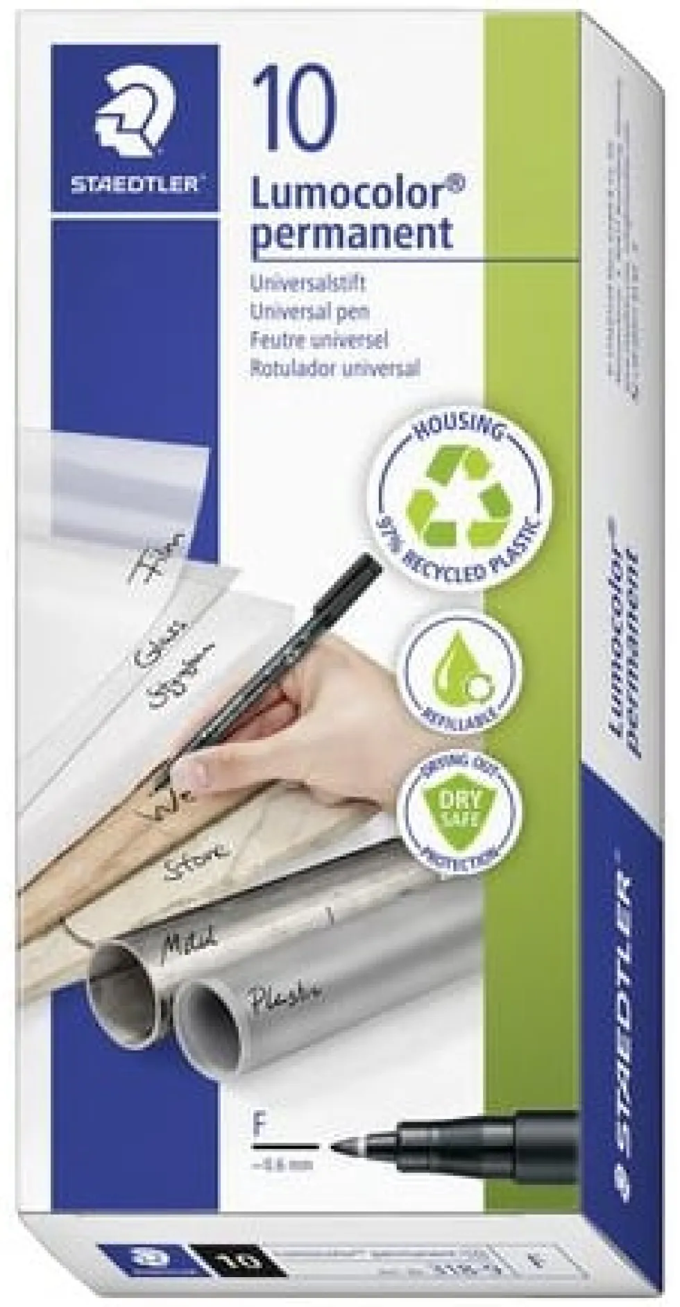 OH-Penna Staedtler Lumocolor Svart, fine, permanent, 10st