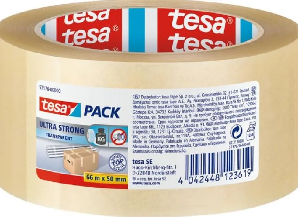 Packtejp TESA Ultra Strong Klar, PVC, 50mm x 66m