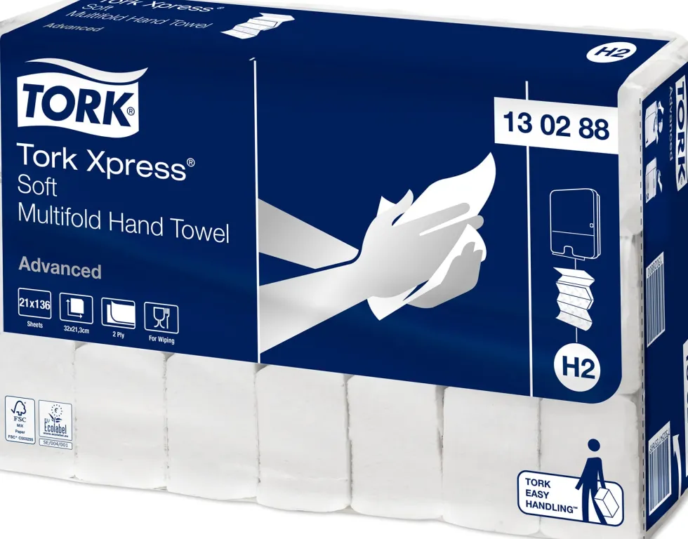 Pappershandduk TORK Advanced H2 Xpress, 2-lag, 2856/FP