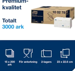 Pappershandduk TORK Premium H3, 2-lag, vit, 3000/FP