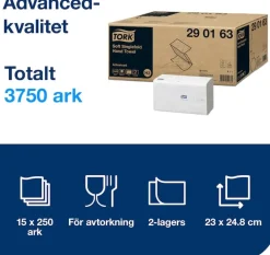 Pappershandduk TORK Singlefold Advanced H3 3750/FP