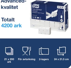 Pappershandduk TORK Xpress Advanced H2, spolbar, 4200/FP