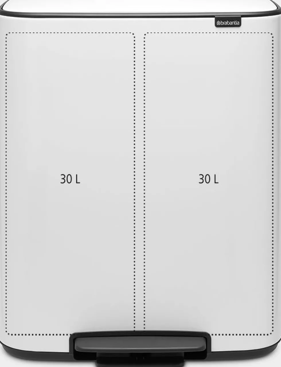 Papperskorg BRABANTIA Pedal Bo 2x30L Vit