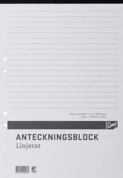 Perforerade Block A4, linjerat, 100bl