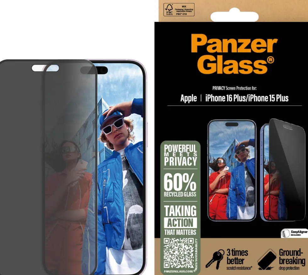 PG iPhone 15/16 Plus Ultra-Wide Fit Privacy Screen Protector