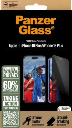 PG iPhone 15/16 Plus Ultra-Wide Fit Privacy Screen Protector