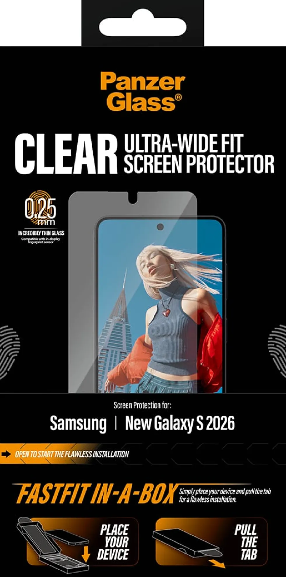 PG Screen tector Galaxy S26 UWF w. FASTFIT IN-A-BOX