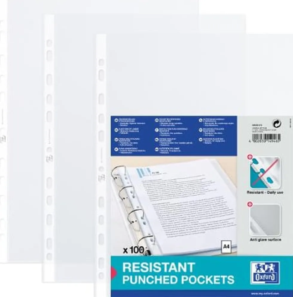 Plastficka OXFORD A4 0,09 klar 100/fp