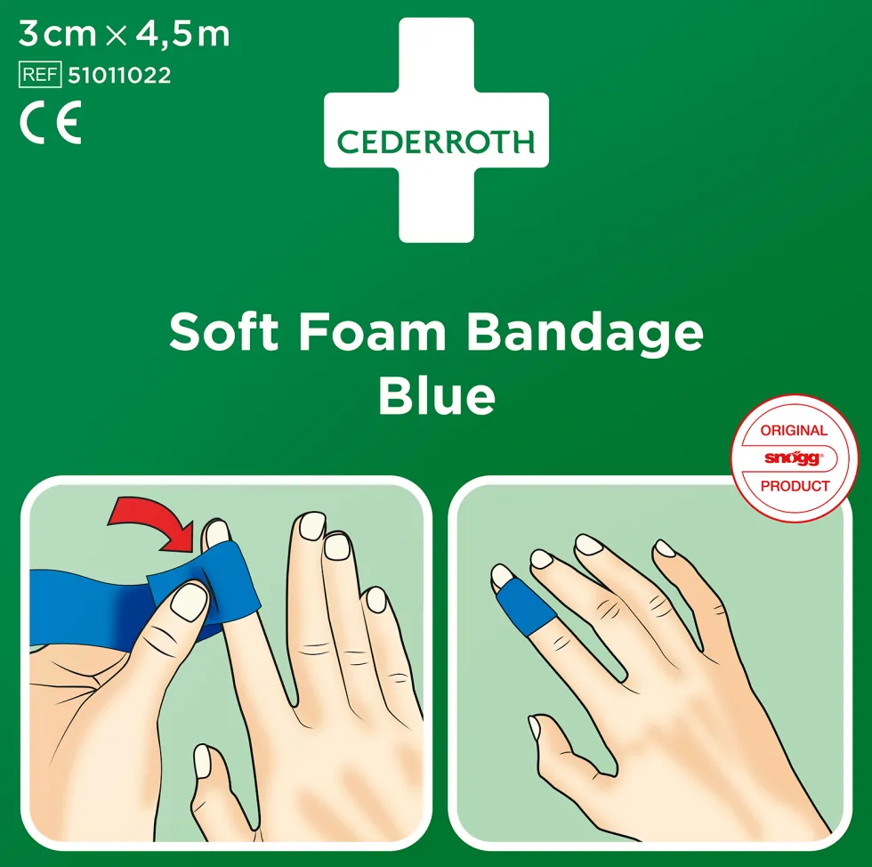 Plåster CEDERROTH SoftFoam 3cmx4,5m blå