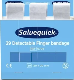 Plåster SALVEQUICK refill lång blå 39/fp