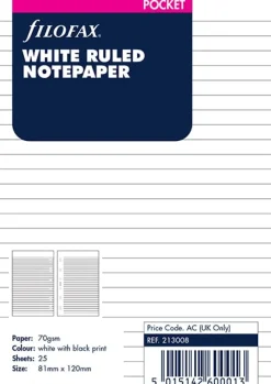 Pocket Anteckningsblad Linjerade Vita