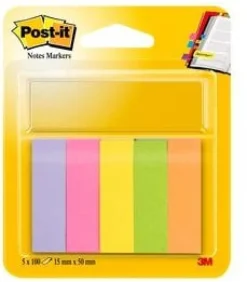 Post-It Index 670, 5 färger, 15x50mm