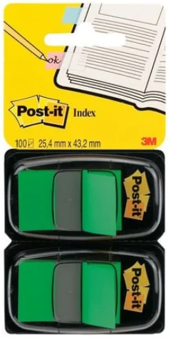 Post-It Index Grön, dubbelpack, 2x50 flikar, 6fp
