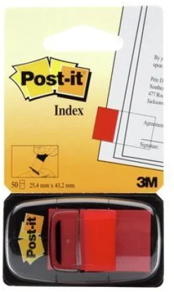 Post-It Index 680 Röd, avtagbar, 50/fp, 12fp