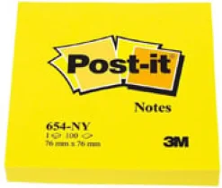 Post-It Neongul, 76x76mm, 6st