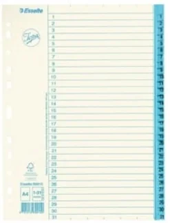 Pärmregister JOPA Papper A4 1-31, blå flik, 10st