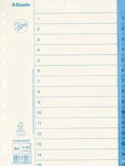 Pärmregister JOPA Papper A4 1-15, blå flik, 10st