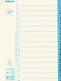 Pärmregister JOPA Papper A4 1-15, blå flik, 10st