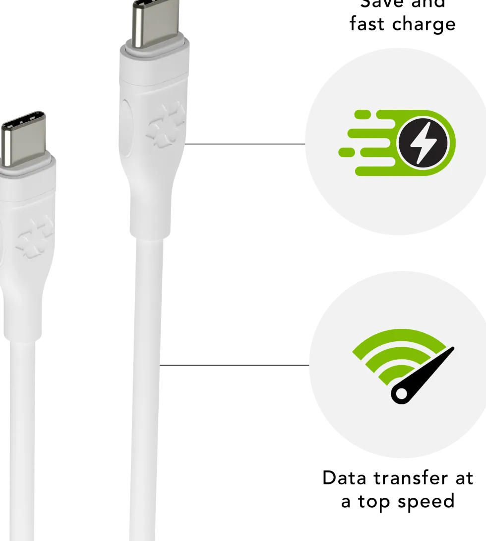 Re-charge - Cable - USB-C to USB-C - TPE, White (1.2m)