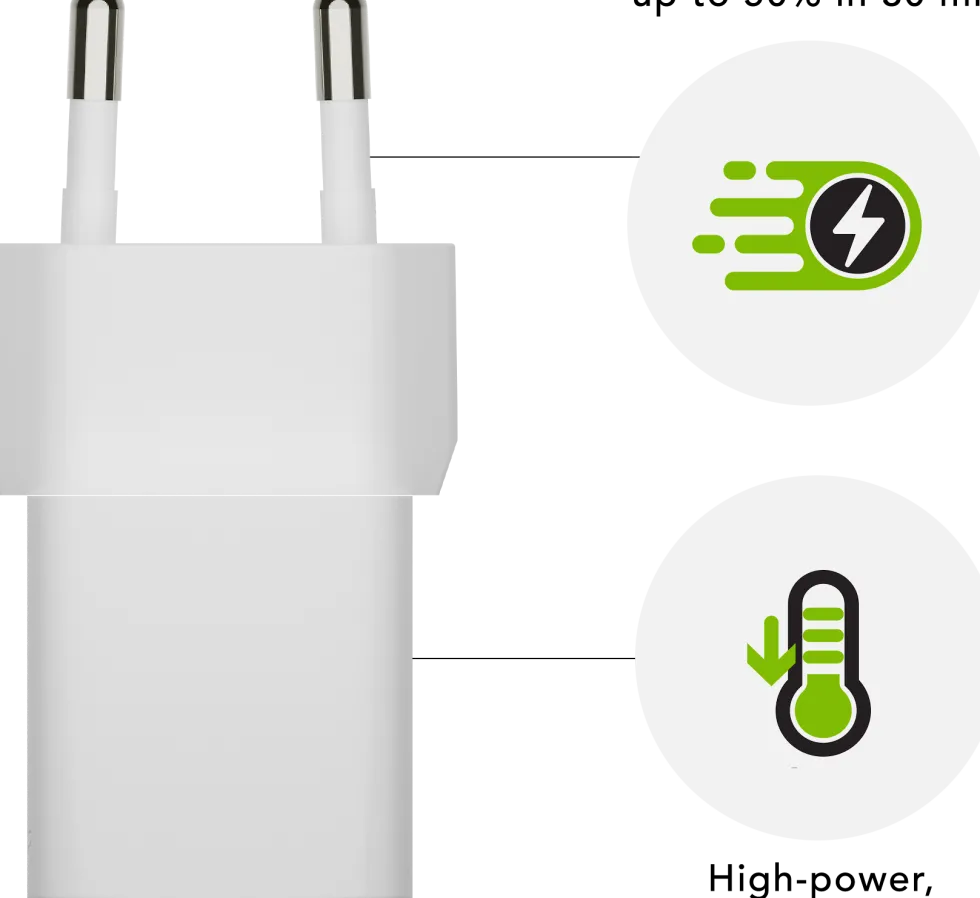 Re-charge - Wall Charger GaN - USB-C 25W EU, White