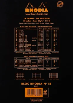 Rhodia head stapled pad black N°16 plain